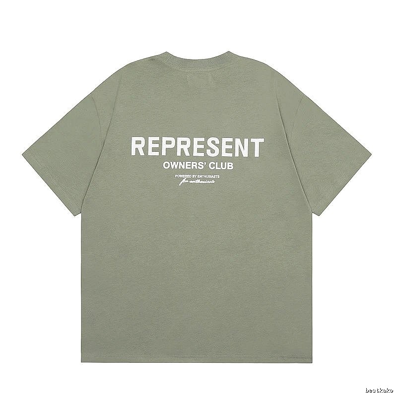 Represent Army Green Style 868 Owners Club T-Shirt Signature Detail Logo