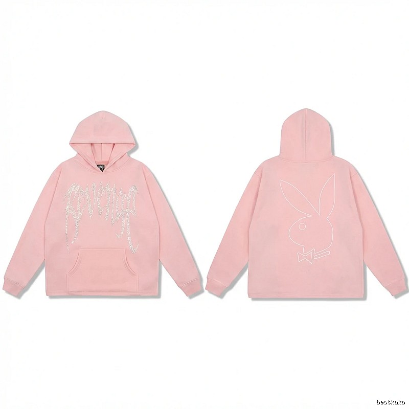Revenge rabbit print pink hoodie