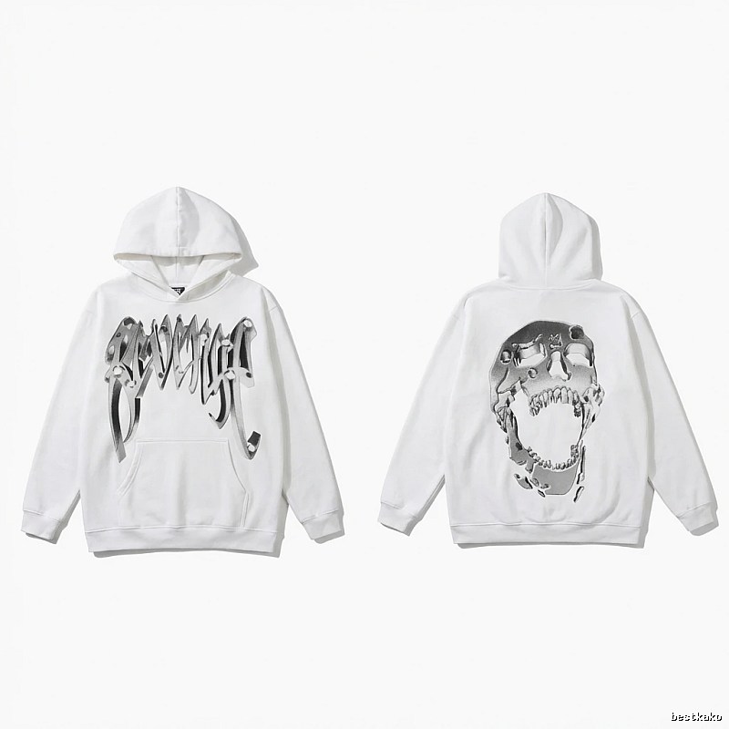 Revenge Skull Trendy Cool White Hoodie