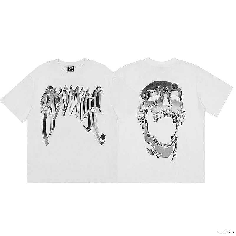 Revenge White Skull Graphic T-Shirt Poolside Style