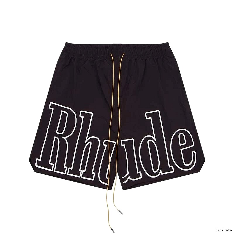 RHUDE letter-style black shorts