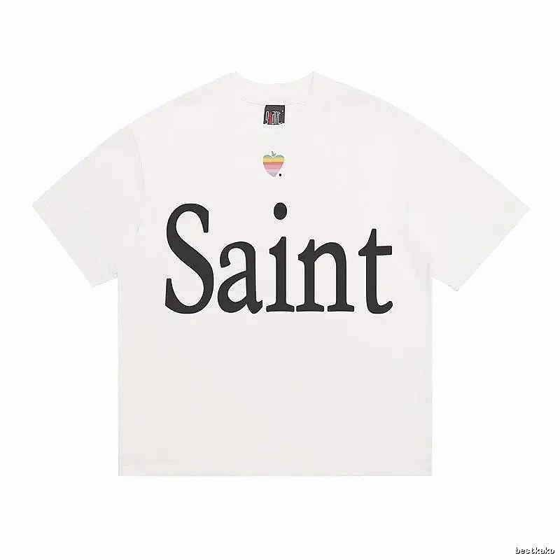SAINT Letter Print Street Style Off-white T-shirt