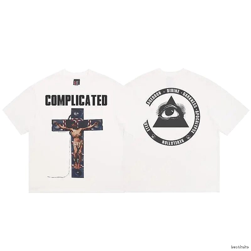 SAINT Religious Print Dark Style White T-Shirt