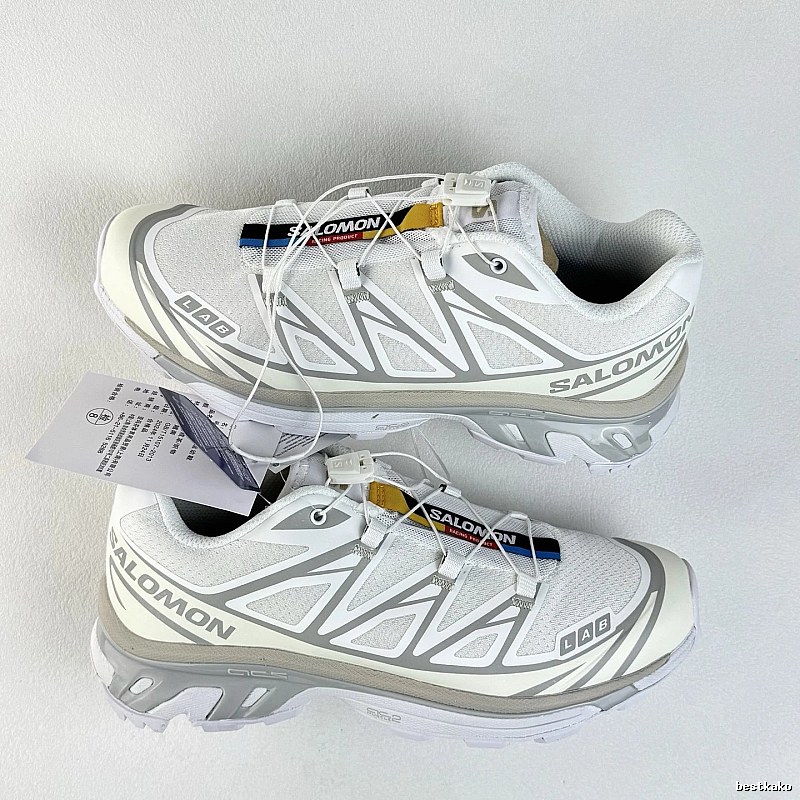 Salomon Trail Sneakers in White and Gray, Finished with Quick-Lace Style Cords