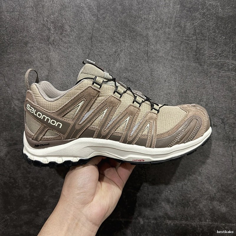 Salomon Trail Sneakers, Tan and Quick-Lace Style Cords