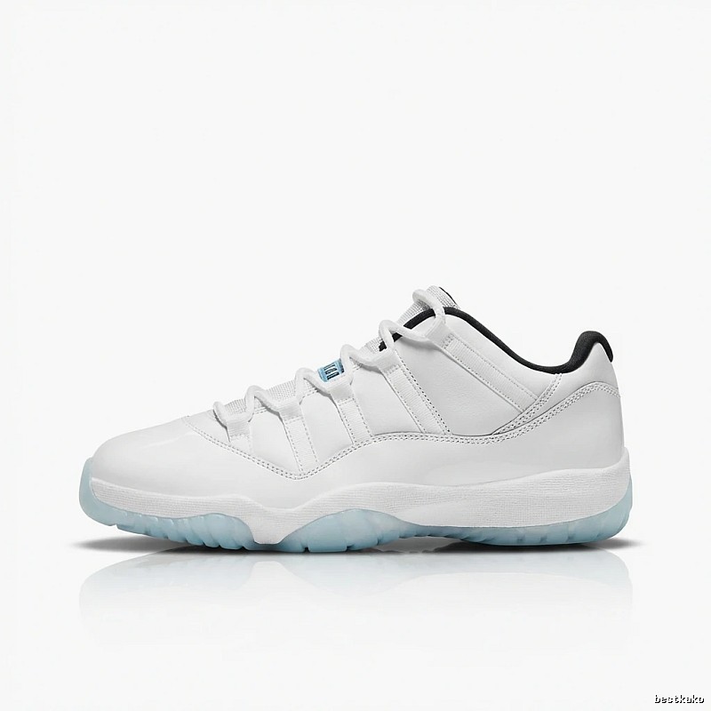 Simple white trendy shoes of Jordan 11 generation.