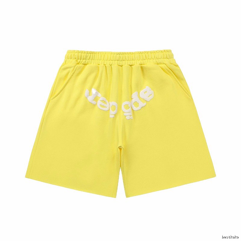 Sp5der casual style yellow shorts