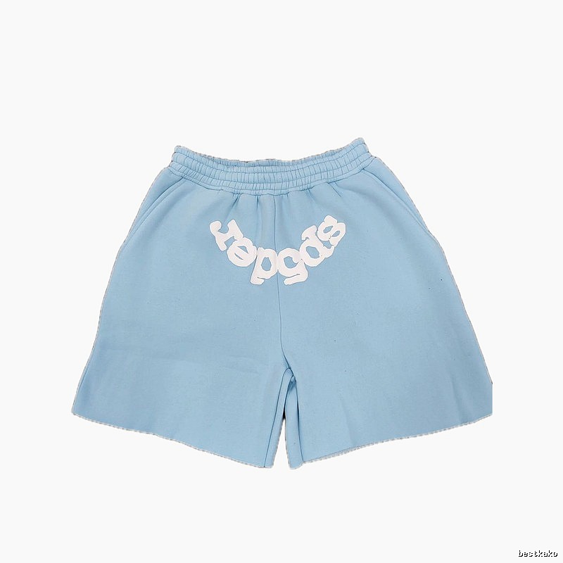 Sp5der Foam Print Street Style Light Blue Shorts