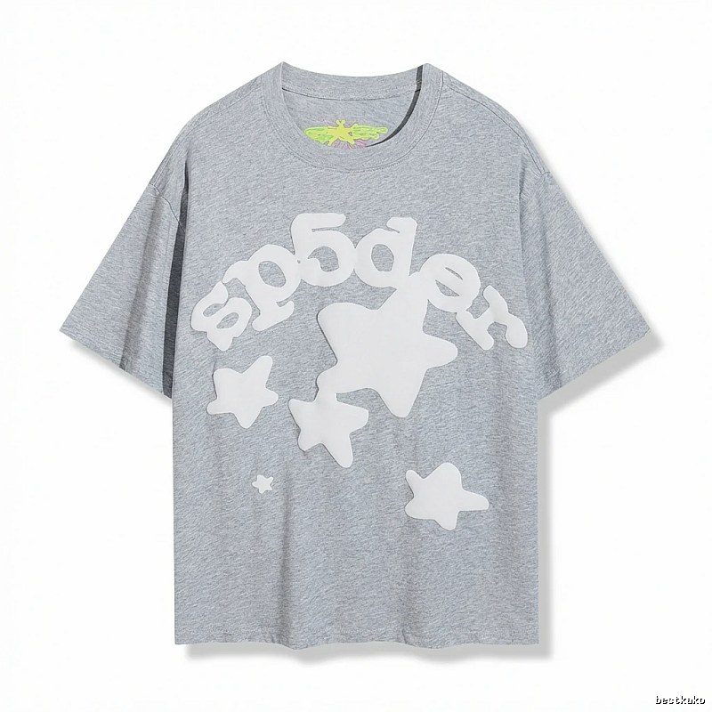 Sp5der Gray T-shirt with Star Print
