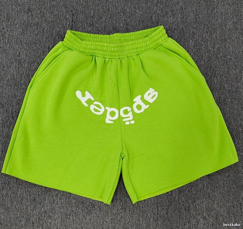 Sp5der Printed Street Style Neon Green Shorts