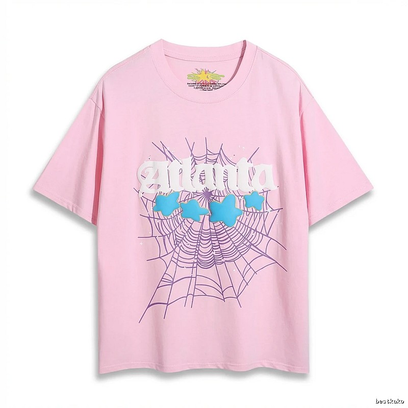 Sp5der Star Network Print Pink T-shirt