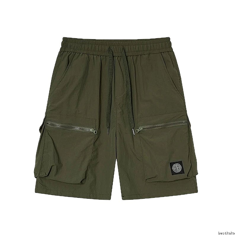 Stone Island Classic Technical Workwear Style Army Green Shorts