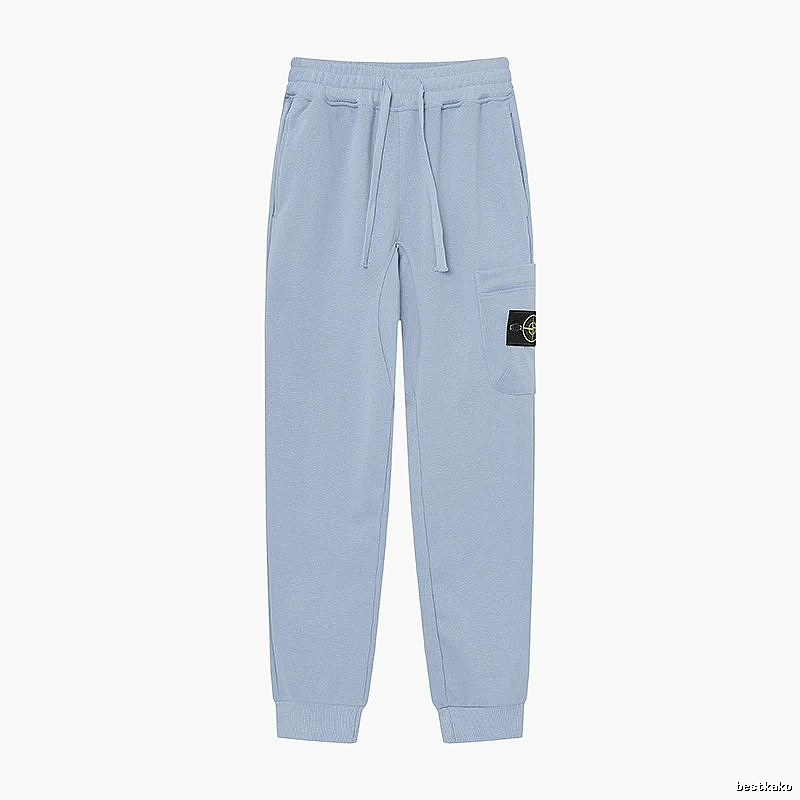 Stone Island Compass Badge Street Style Light Blue Cuffed Jogger Sweatpants