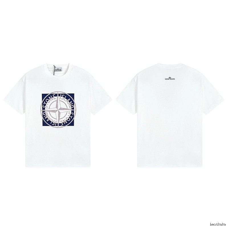 Stone Island Compass Collection Street Style White T-Shirt