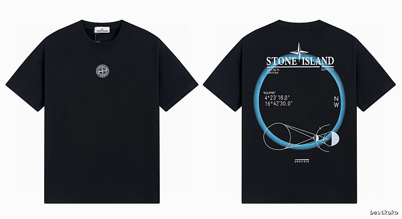 Stone Island Eclipse Collection Techwear Style Black Short-sleeve T-shirt