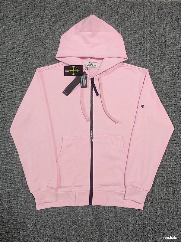 Stone Island Pink Zip Hoodie Casual Layering
