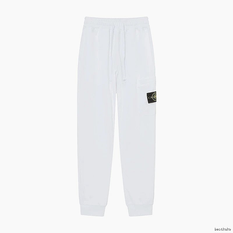 StoneIsland Badge Workwear Style White Sweatpants