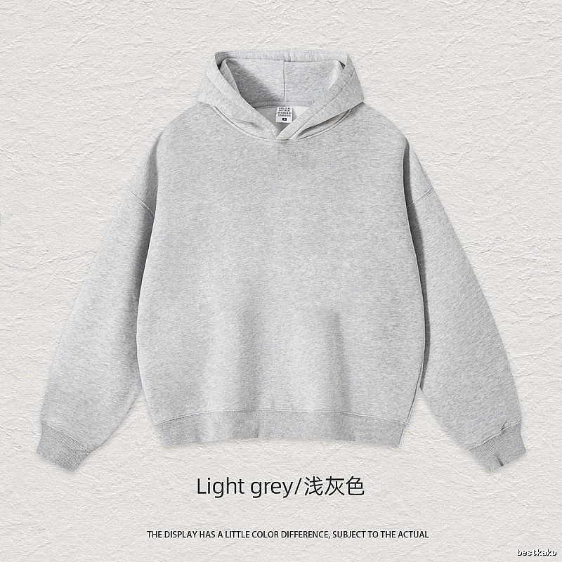Streetwear Blank pullover hoodie Black Minimal A with Logo Accent