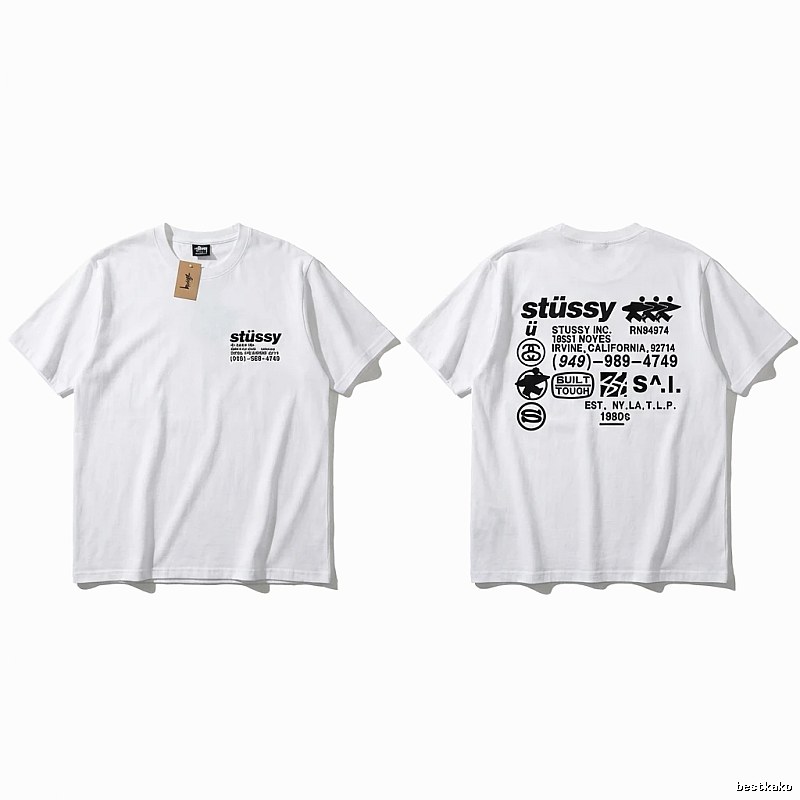 Stussy basic style, simple style, white T-shirt