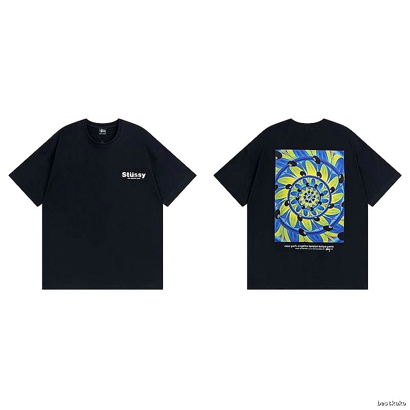 Stussy Black Spider Graphic T-Shirt Holiday Edit Logo