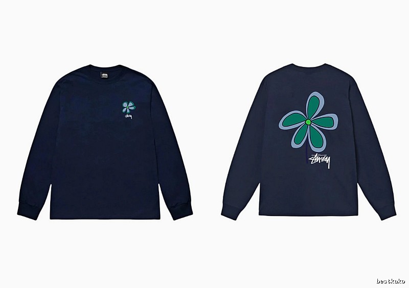 Stussy Floral Series Casual Style Navy Long-Sleeve