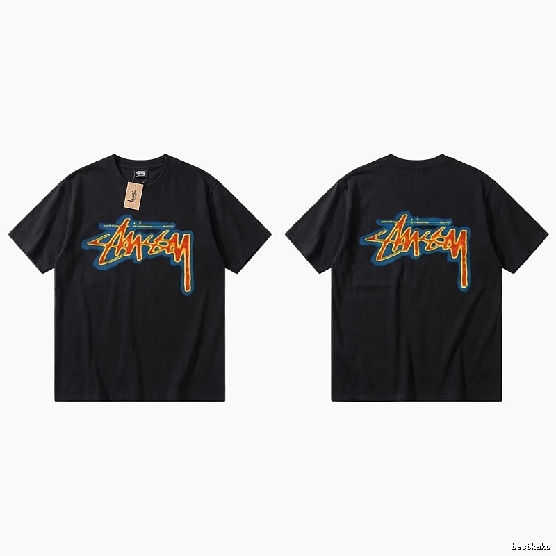 Stussy graffiti-style black T-shirt