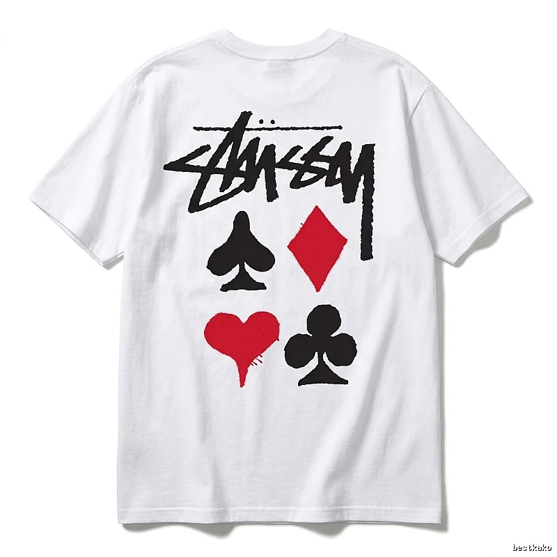 Stussy Poker Print Simple White T-shirt