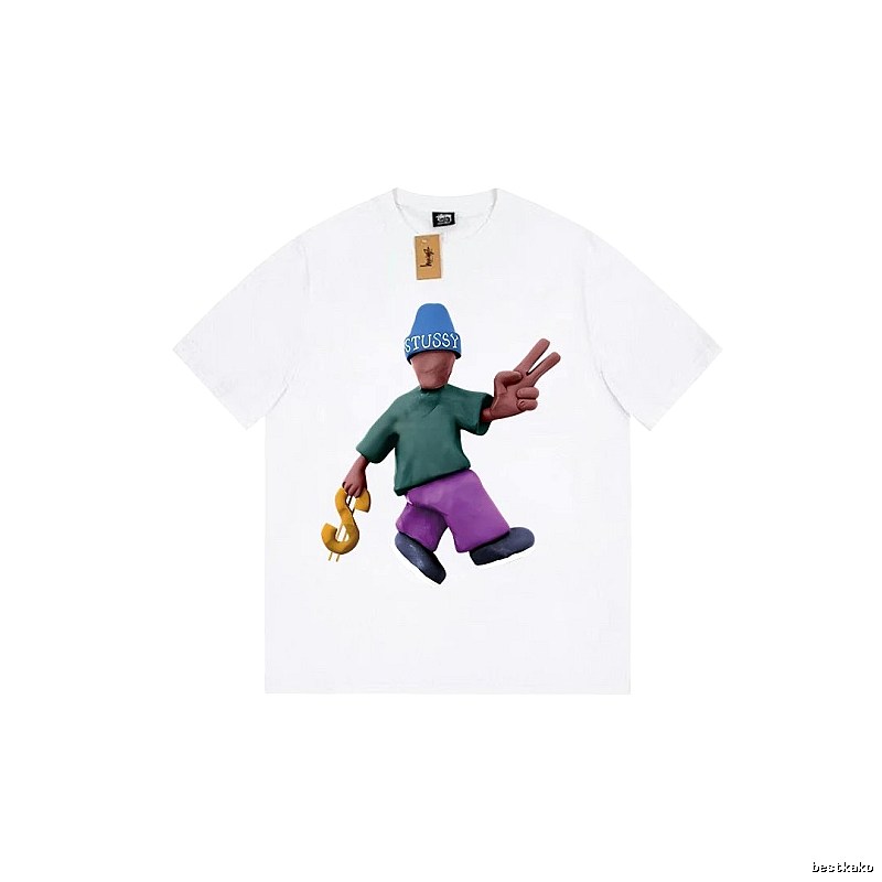 Stussy Relaxed Graphic T-shirt Black White Stussy with Designer-Inspired Detail