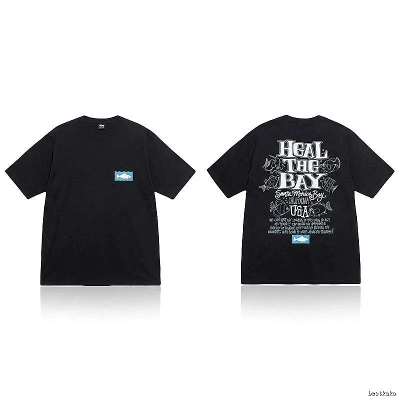 Stussy retro-style black short-sleeve