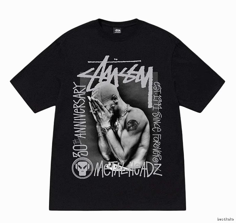 Stussy Statement Graphic T-shirt Black White Stussy for Easy Pairing