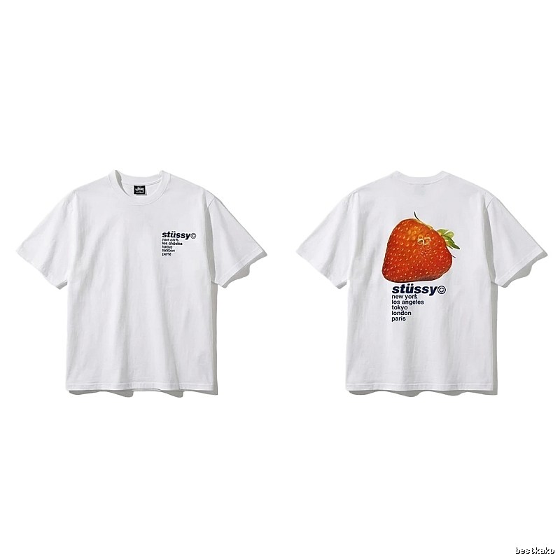 Stussy Strawberry Print White T-shirt
