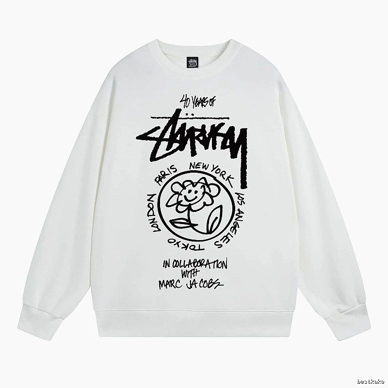 Stussy White Style 539 Graphic SweatShirt Airport Outfit