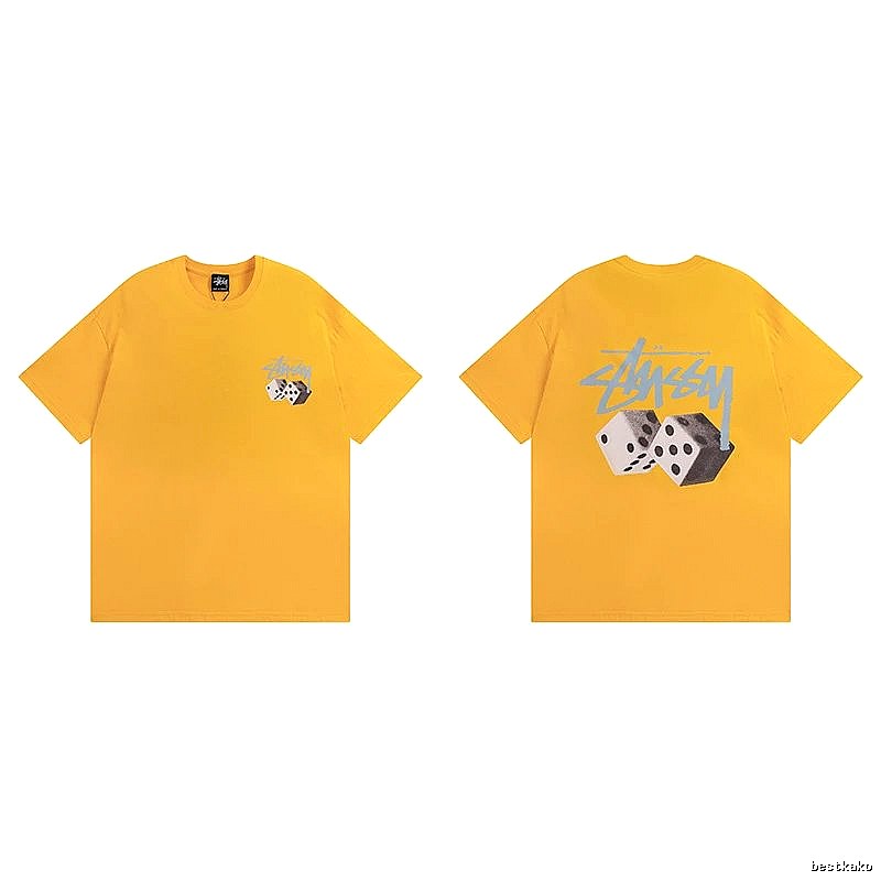 Stussy Yellow Spider Graphic T-Shirt Summer Styling Logo