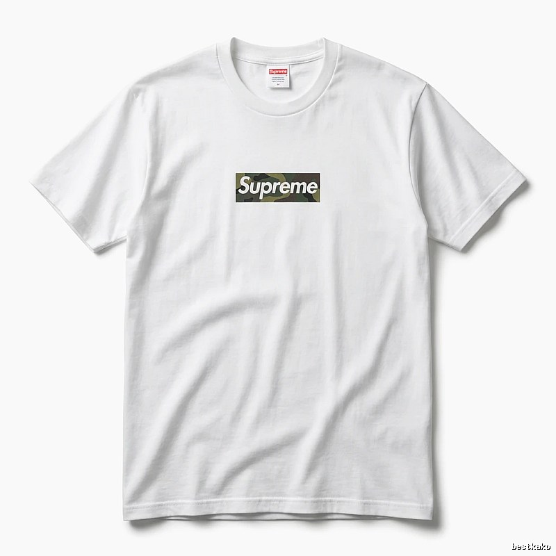 Supreme camouflage-style white T-shirt
