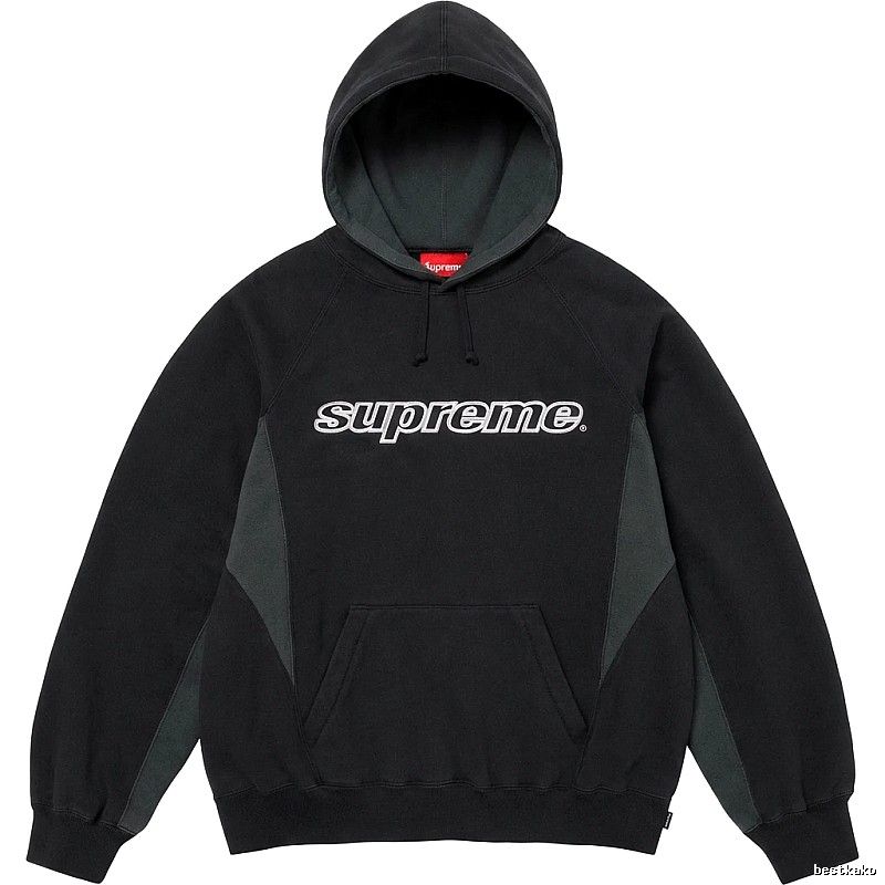 Supreme patchwork-style black hoodie