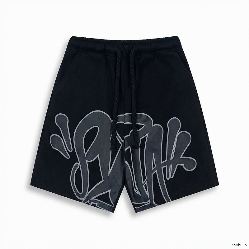 SynaWorld Graffiti-style Black Shorts