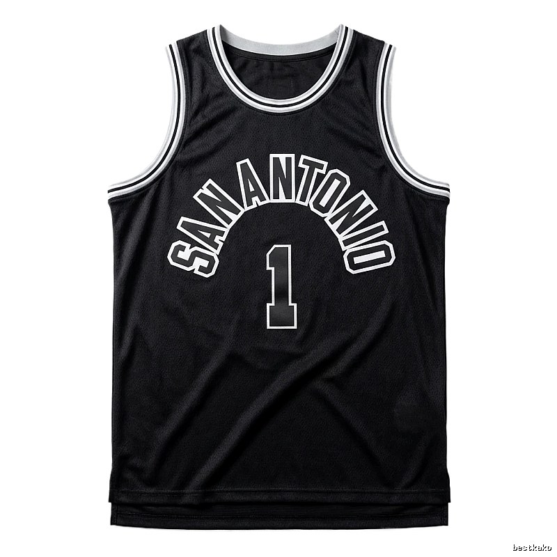 The black jersey of the San Antonio Spurs' Wembanyama style.
