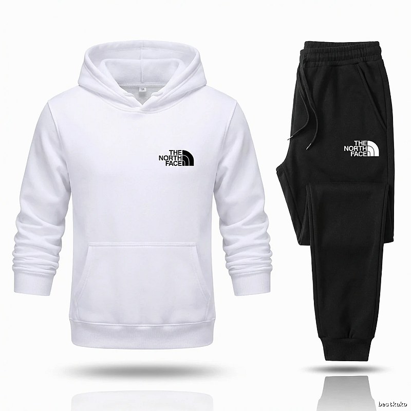 The North Face simple black and white sportswear set