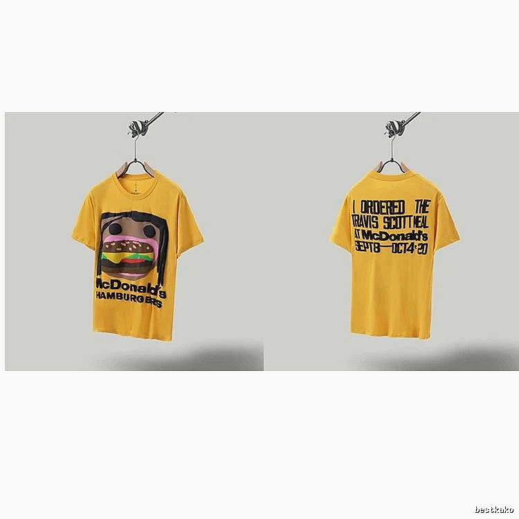 Travis Scott x McDonald's Co-branded Street Style Yellow T-Shirt