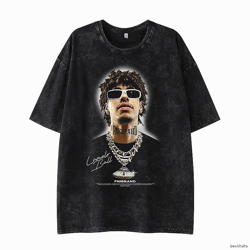 Tupac Daily Portrait graphic T-shirt Black Tupac Collage for City Outfits