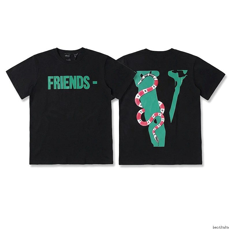 Vlone Snake Print Style Black T-shirt