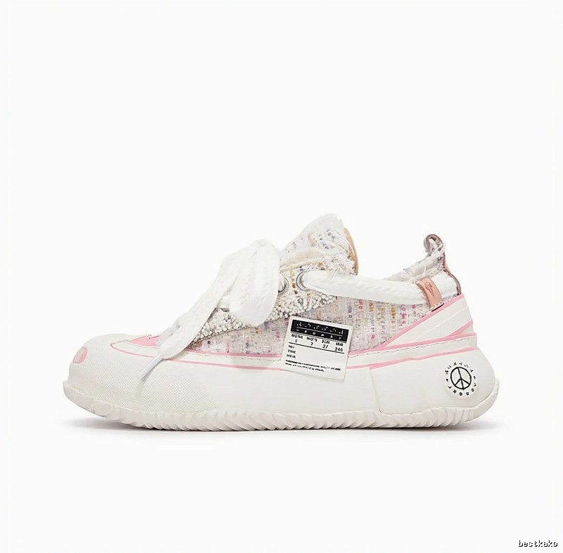 Xvessel Tweed Pink and White Sneakers