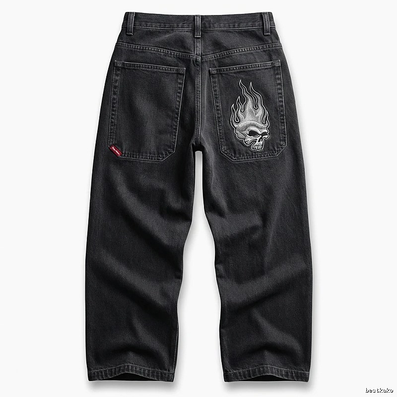 Y2K Fear of God Flame Black Denim Shorts
